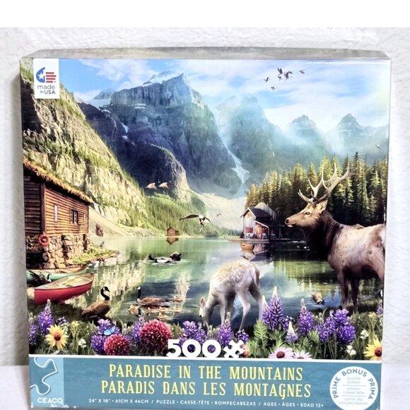 Ceaco Paradise In The Mountains 500 Piece Puzzle New Sealed Bag Open Box Jigsaw - Picture 1 of 5